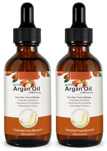 Arganöl Haare Kaltgepresst, Argan Oil Für Gesicht, Haut & Haare 2 Stück- Argan öl ohne Zusätze mit Pipette