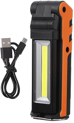 Homoyoyo Lampe Torche LED Rechargeable USB Lumière Cob Pliable, Magnétique et Rotative, pour Réparation Automobile et Usage D'urgence, Lampe de Travail Portable, Couleur Orange