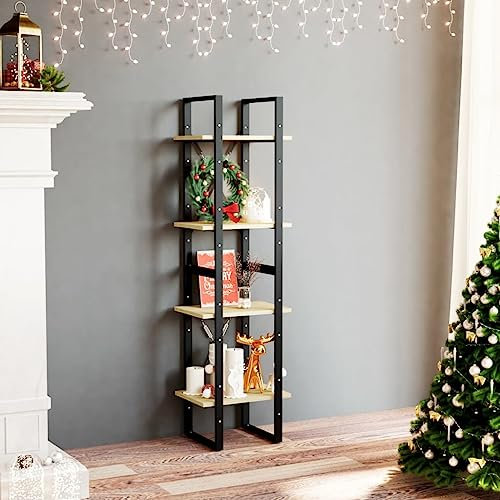 Bücherregal 4 Fächer ,Aufbewahrungsregale,Organisator,Display-Regale,Lagerung Bücherregal,Industrielles Bücherregal,Aktenregal,für Schlafzimmer,Wohnzimmer,Küche,40x30x140 cm Kiefer Massivholz