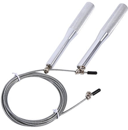 Professionelles, Verstellbares Stahldraht-Springseil, 4 Farben, Aluminiumlegierung, Geschwindigkeitsverstellbares Stahl-Springseil, Perfektes Springseil Für Box-Cardio-Ausdauertraining(Silber)