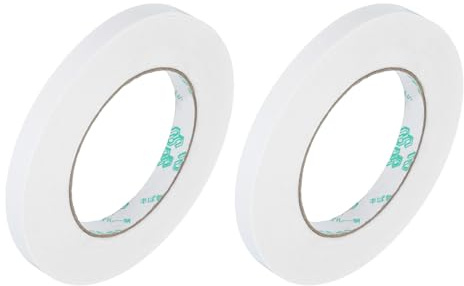 sourcing map Nastro biadesivo, 5 mm x 50 m, per imballaggi, fai da te, artigianato, scrapbooking, confezioni regalo, bianco, 2 pezzi