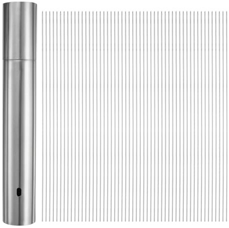 sourcing map Lot de 100 brochettes rondes en acier inoxydable réutilisables avec tube de rangement pour viande, crevettes, fruits, légumes - 30 cm x 5 mm