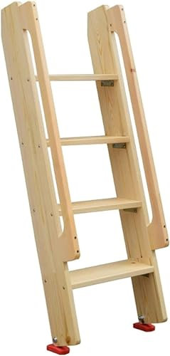 AviiSo Loft Ladder Wooden Bunk Bed Ladder with Hooks & Non-slip Pads, Treehouses Climbing Ladder with Handrails & 9.5cm Wide Steps, Load 330lbs(Color:Natural,Size:125cm/49in)