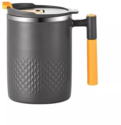 16 oz Insulated Coffee Mug with Handle and Lid, Double Wall Stainless Steel Vacuum Insulated Tumbler Cup, Travel Coffee Cup Thermal Cup for Home and Office (Dark Grey)