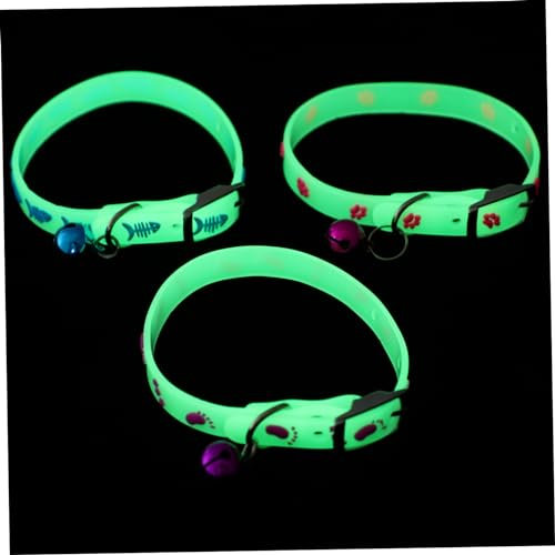 COSMEVIVI 3stücke Fluoreszierendes Hundehalsband Für Welpen Anti-Verlust-Halsband Mit Glöckchen Nachthalsband Aus Hochwertigem Material Bequem Und Geschmeidig Für Kleine Hunde