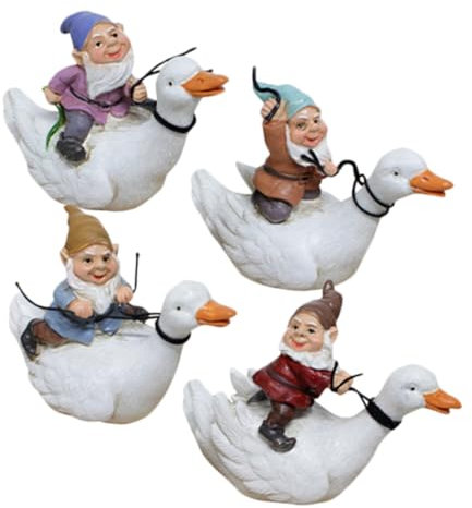 BESPORTBLE Statues De Gnomes Drôles À Cheval Décoration De Gnomes Figurines De pour Jardin Paysager Extérieur Dextérieur
