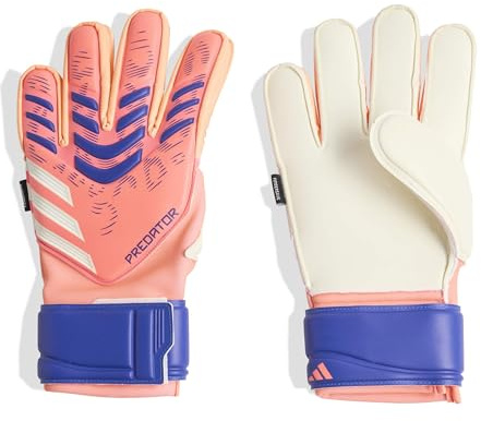 adidas Unisex Match Fingersave Goalie Soccer Gloves, Signal Coral/White/Lucid Blue, 10.5