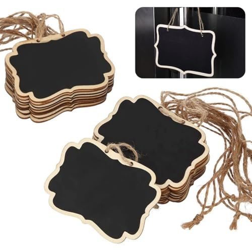 20er-Pack Kreidetafel-Etiketten, hängende hölzerne Kreidetafel-Schilder, Mini-Kreidetafeln mit Juteseil, doppelseitige Memotafeln, beschreibbare Wandtafeln, Hängetafeln für Party, Haus, Buffet