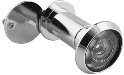Security Peephole Door Viewer Solid Brass 220 Degree Wide-Angle Spy Hole Viewer with Privacy Cover for 35-60mm Thick Doors Peep Hole, Steel Color
