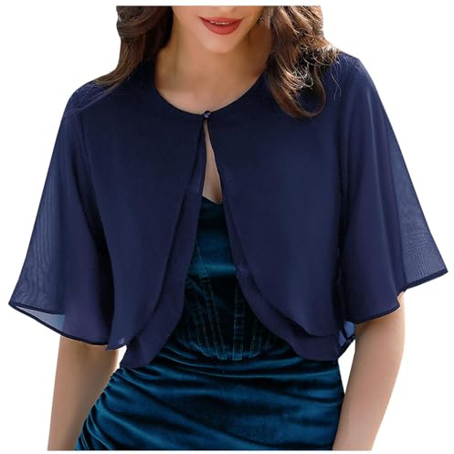 Generisch Bolero Mujer Festivo Gasa Casual Shrug Top Verde Chaquetas Elegante Chaqueta de Novia con Mangas Hombros Manga Corta Vestidos de Noche