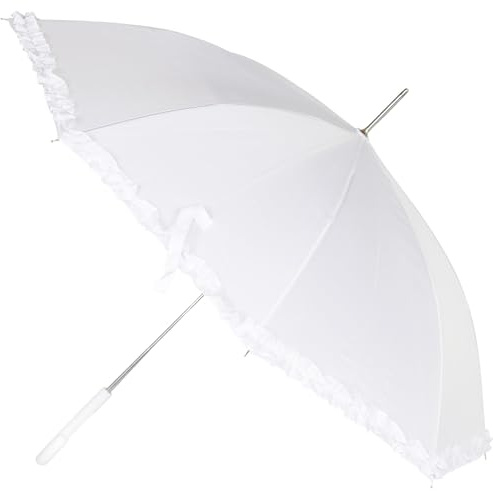 A2Z Damer Vit Bröllop Paraply Vintage Volang Brud Parasol Automatisk Öppning Promenadstav Vattentät Volang Spets PU Handtag Mjuk Grepp Stadig Zink Metallram Perfekt för Brudar Utomhus Evenemang