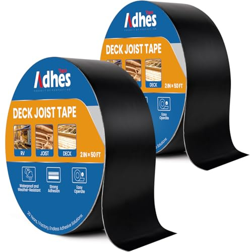 ADHES 2-Rollen 50mm X 15M Butylband Dichtungsbänder Wetterbeständig | Wasserdicht Deckbalkenband Dach Reparaturband, Ideal für Holzdecks