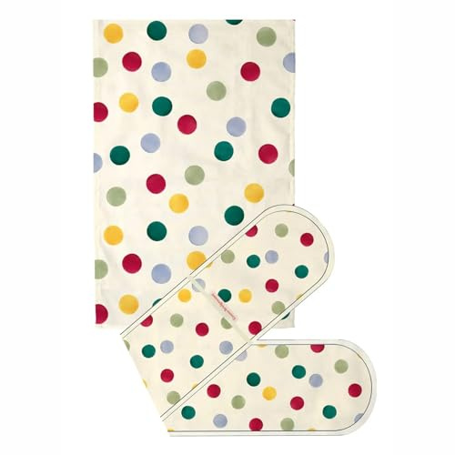 Emma Bridgewater Big Polka Dot Double Oven Glove & Tea Towel Set