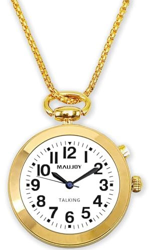 MAUJOY Orologio parlante inglese ultra sottile da donna di qualità, con voce chiara e forte, parla ora, data o sveglia per anziani, problemi di vista o non vedenti, Oro, 36mm, Classico