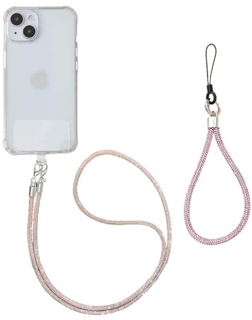 XFSRG 2 Pezzi Cordino per Cellulare Brillante Design Elegante Laccio Regolabile da Collo per Donna Accessorio Moda Tracolla Porta Telefono Universale per Smartphones