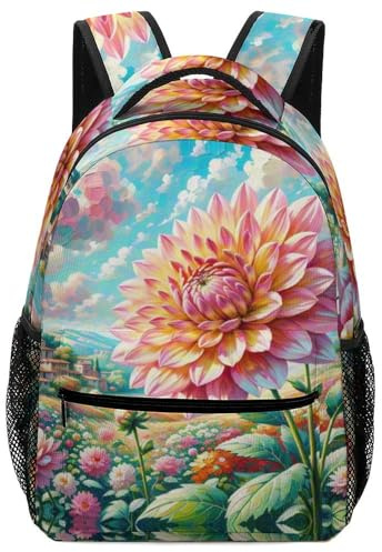 XKASKDFKE Sac À Dos Garçons Dahlia Fleur Pour Enfant Cartable Plante Sacs D'école De Voyage Livre Pour Ado Enfant One Size