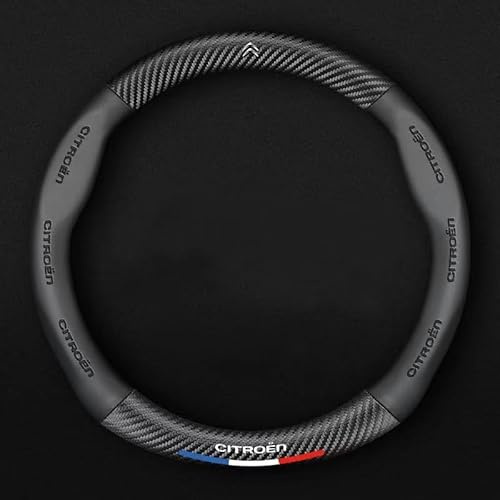 Housse de Volant de Voiture pour Citroen Berlingo 2(II) 3(III) I 2015-2018 2018-2024, Antidérapant Respirant Couvre Protégé Volant Souple Accessoires Decoration Cadeau,Black-Round