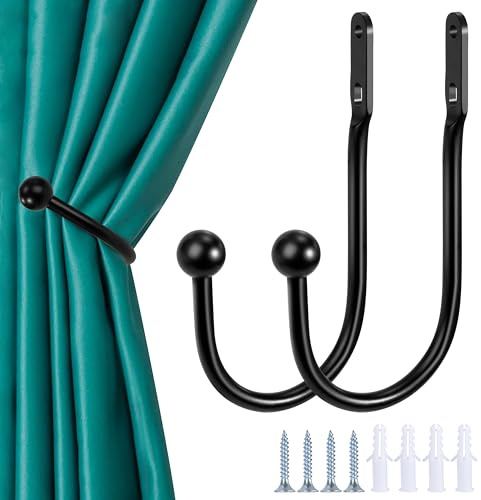 Songella Ganci a U Fermatende in Metallo con Viti Ganci Tende Set Ganci Fermatende Decorativi per Camera da Letto Soggiorno 2 Pezzi