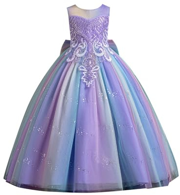 Generisch Vestidos de niña con lentejuelas para niñas de flores festivas de dama de honor vestidos largos de fiesta vestido de novia para niños vestido para