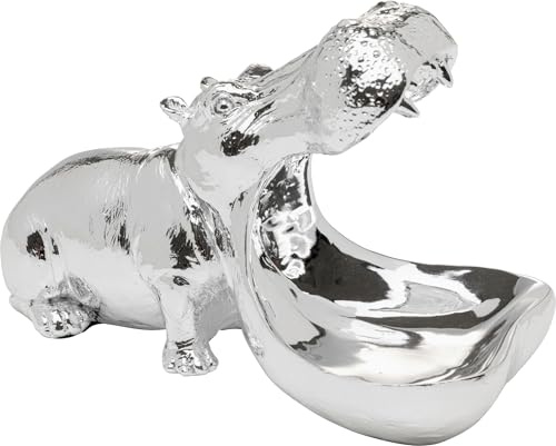 Kare Design Deko Figur Hungry Hippo, Silber, Deko Objekt, Tiermotiv, 17x14x27 cm