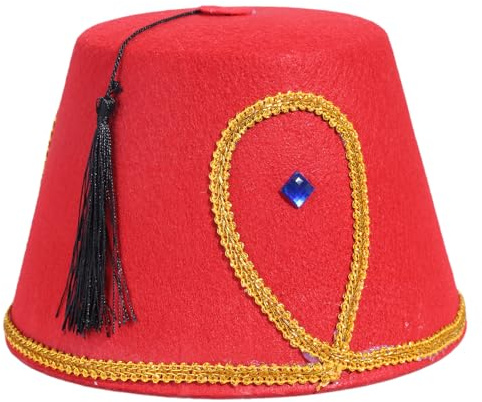 UNTERING Fez Hut, klassische und Karnevals-Kopfbedeckung, Halloween, Cosplay, exquisiter Hut, aufwendige schwarze Quasten, geeignet für Frauen und künstlerische Jugendliche
