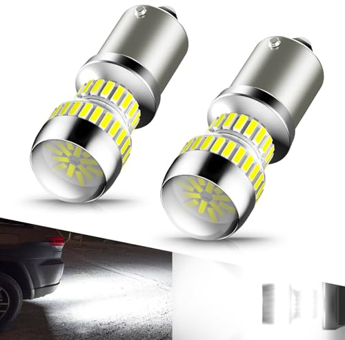 AUXITO 1156 LED Bulb White 7506 BA15S P21W LED Light Replacement with Projector for Backup Reverse Tail Brake DRL Turn Signal Parking Light, Pack of 2