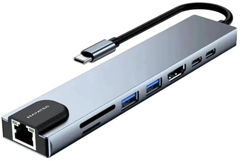 8 in 1 USB Hub Type C hub – 4K HDMI Gigabit RJ45 Ethernet, SD/TF Card Reader USB A C Ports - 87w PD Docking Station Charging Adapter for Laptop, MacBook, iPad Pro (8 IN 1 TYPE C With 4K HDMI)