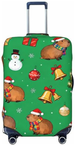 Zelinge Festliga bagageöverdrag för resväskor, reptåliga skyddshöljen, Festive Christmas Capibara Green, for 25-28 Inch Luggages L