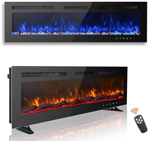 DARDVORLAG Elektrokamin 50/127cm,3-in-1 Elektrischer Kamin Wand/Einbau/Stand,Einbaukamin mit 3D Flammeneffekt und 12 Flammenfarben,900W/1800W