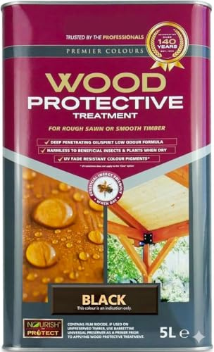 Wood Protective Treatment Deal Treatment for Outdoor Treated Timber Structures. Wood Protector Oil with Water Repellent Qualities. UV & Fade Resistant (Black)