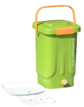 SZLIFE Composteur pour déchets alimentaires, seau à compost, conteneur à compost portable, poubelle étanche pour tontes de gazon, 30cmx30cmx45cm