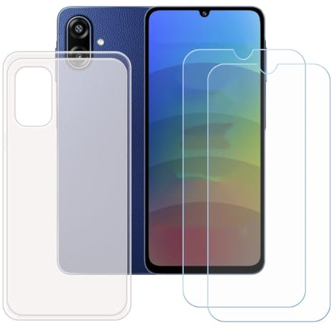 CongJiaLingXi Funda para Samsung Galaxy F70e (6.7) + Screen Protector, Translúcido Suave Silicona Caso + [2 Piezas] Cristal Templado Film Vidrio.