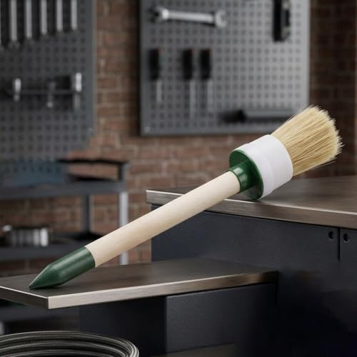Round brush for tyre mounting paste, applicator brush for tyre mounting paste, for particularly gentle cleaning up to rim deepbed, for car repair and cleaning (straight brush)