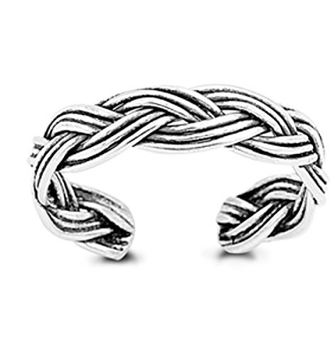 7K Zehenring aus 925 Sterling Silber als Fußschmuck oder Fingerring für Damen, Herren und Kinder, offener Midi Ring, verstellbar, Modell 3