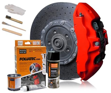 Foliatec Bremssattel Lack Set, Hitzebeständig, Komplettsatz für 4 Bremssättel, Racing Rosso matt, 7-teiliges Set
