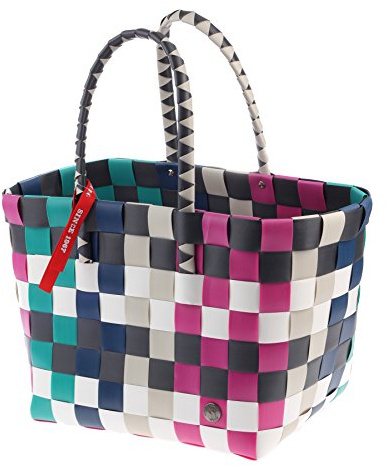 Witzgall Shopper 5010/49/0 Vicky grün und weiss im Vintage Style, 37 x 24 x 28 cm, Einkaufstasche, Einkaufsshopper, Markttasche