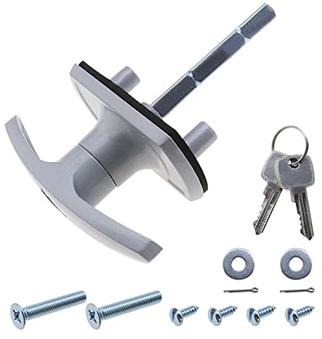 Silver T Garage Door Lock 75mm Shaft 35mm Fixing Spigots Compatible with Cardale Henderson