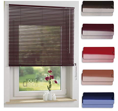 ourdeco® Aluminium-Jalousie / 200 x 160 Bordeaux (Breite x Höhe) / Montage an Wand oder Decke, Premium Alu-Jalousie