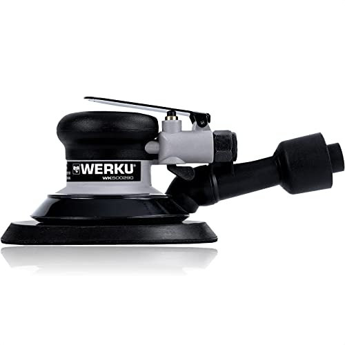 Werku WK500290, Lijadora Circular Rotorbital Neumática, Calidad Profesional, Disco 150 mm, Órbita 5 mm, Incluye Disco Lijado y Manguera Aspiración
