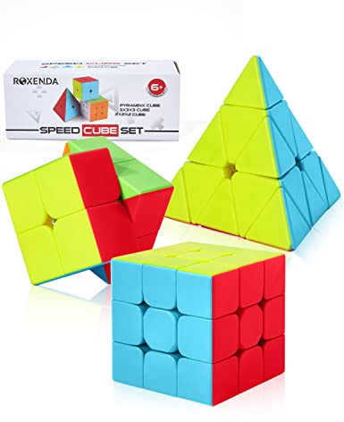 ROXENDA Magisk Kub, Speed Cube Set med 2x2 3x3 Pyramid Magisk Kub (Stickerless)