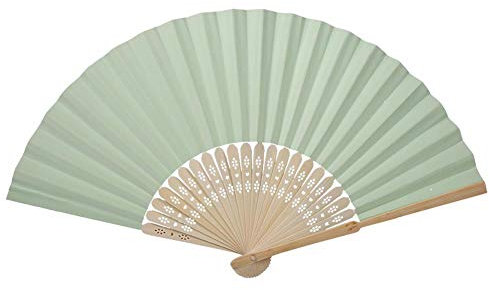 Biitfuu Ventole di bambù colorate di carta tenute in mano ventaglio pieghevole di pittura per la decorazione della festa nuziale(Verde chiaro)