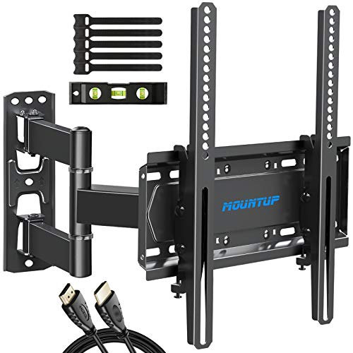 MOUNTUP Full Motion TV Wall Mount Bracket for 26-55 Inch TVs with 19.6 Extension, TV Mount with Tilt, Swivel and Rotation up to 60LBS VESA 400x400mm - Easy Single Stud Install, MU0011