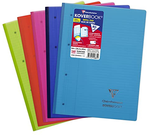 Clairefontaine 4881C Heft Koverbook A4+ 80 Blatt liniert farbig sortiert