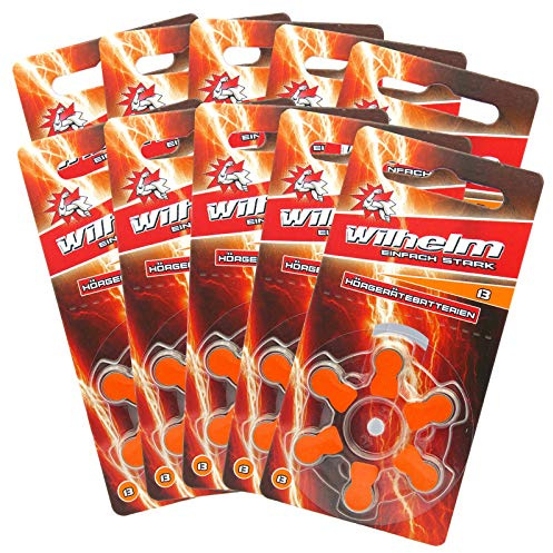 Wilhelm Hörgerätebatterien Typ 13 orange PR48 1,45 V – 60 Batterien