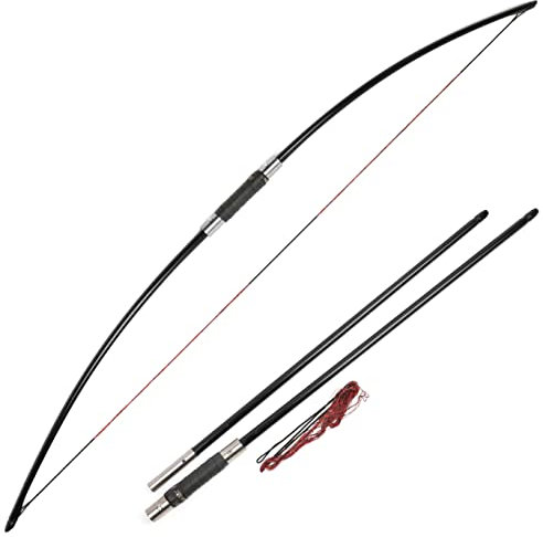 SHARROW Bogenschießen Langbogen Jagdbogen Traditioneller Recurvebogen Pferdebogen Takedown Englischer Longbow 25-100lbs Taktischer Überlebensbogen für Erwachsene (50lbs, Typ 1)