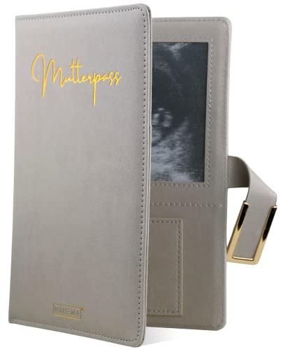MAHEWA® Custodia per libretto di maternità in finta pelle | Tasca per libretto di maternità | libretto di maternità | Custodia protettiva per libretto di gravidanza in similpelle grigio