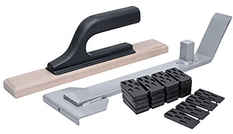 Leiste24 Bodenverlegeset PROFI | Komplettpaket 42 tlg. Zugeisen mit Amboss und Filzunterlage, Schlagholz und Abstandshalter | Boden Montage-Set für Laminat, Kork und Parkett