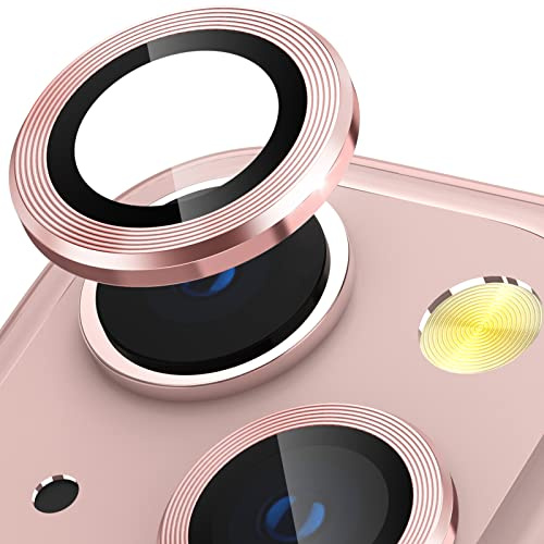 CloudValley Camera Lens Protector Compatible with iPhone 13/13 Mini, Tempered Glass Protective Film, Aluminum Alloy Camera Lens Cover, Pink