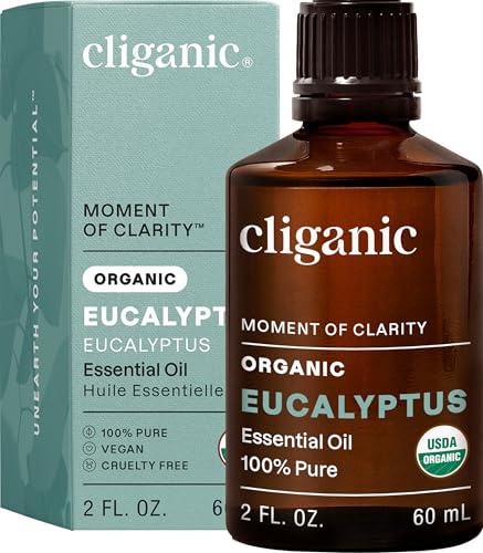 Cliganic Organic Eucalyptus Essential Oil - 100% Pure Natural for Aromatherapy Diffuser | Non-GMO Verified