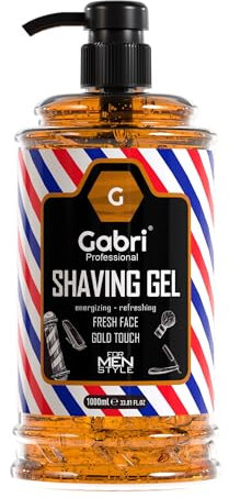 Gabri Shaving Gel with Pump Transparent 1000 ml | Moisturizing and Smooth Shaving Experience | Fresh Active Easy, Refreshing, Smooth Shave (Golden Touch)